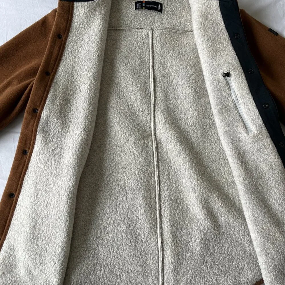 Smartwool Whiskey Anchor Line Wool Sherpa Lined Cabincore Shirt Jacket - M
